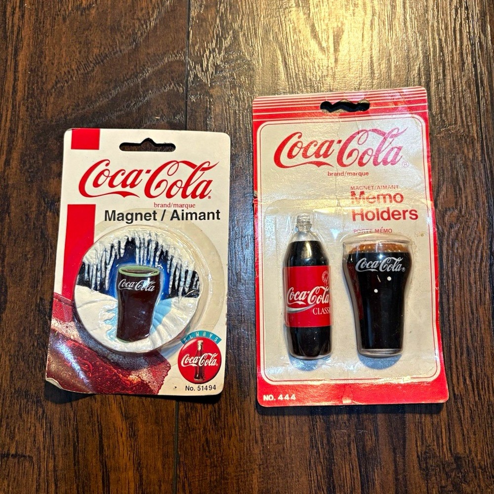 Vintage Coca-Cola Magnet & Memo Holders Set/Lot 1999 Red White Black Soda Theme